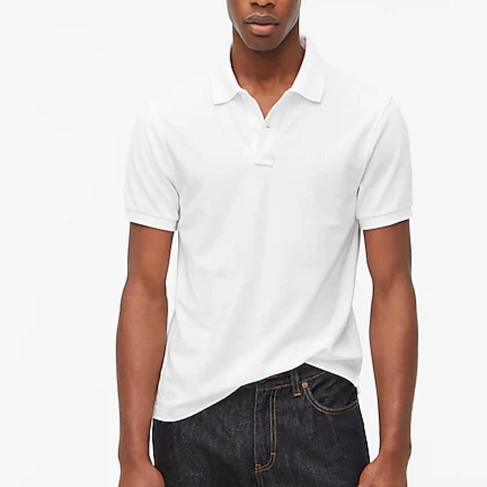 J. Crew Men’s Flex Pique Cotton Classic Polo Shirt White Size L NWT